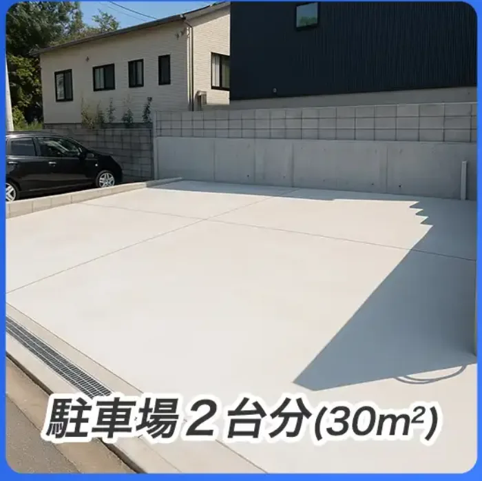 駐車場2台分（30m²）のコンクリート施工例